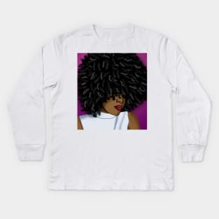 Afro black beautiful woman digital art Kids Long Sleeve T-Shirt